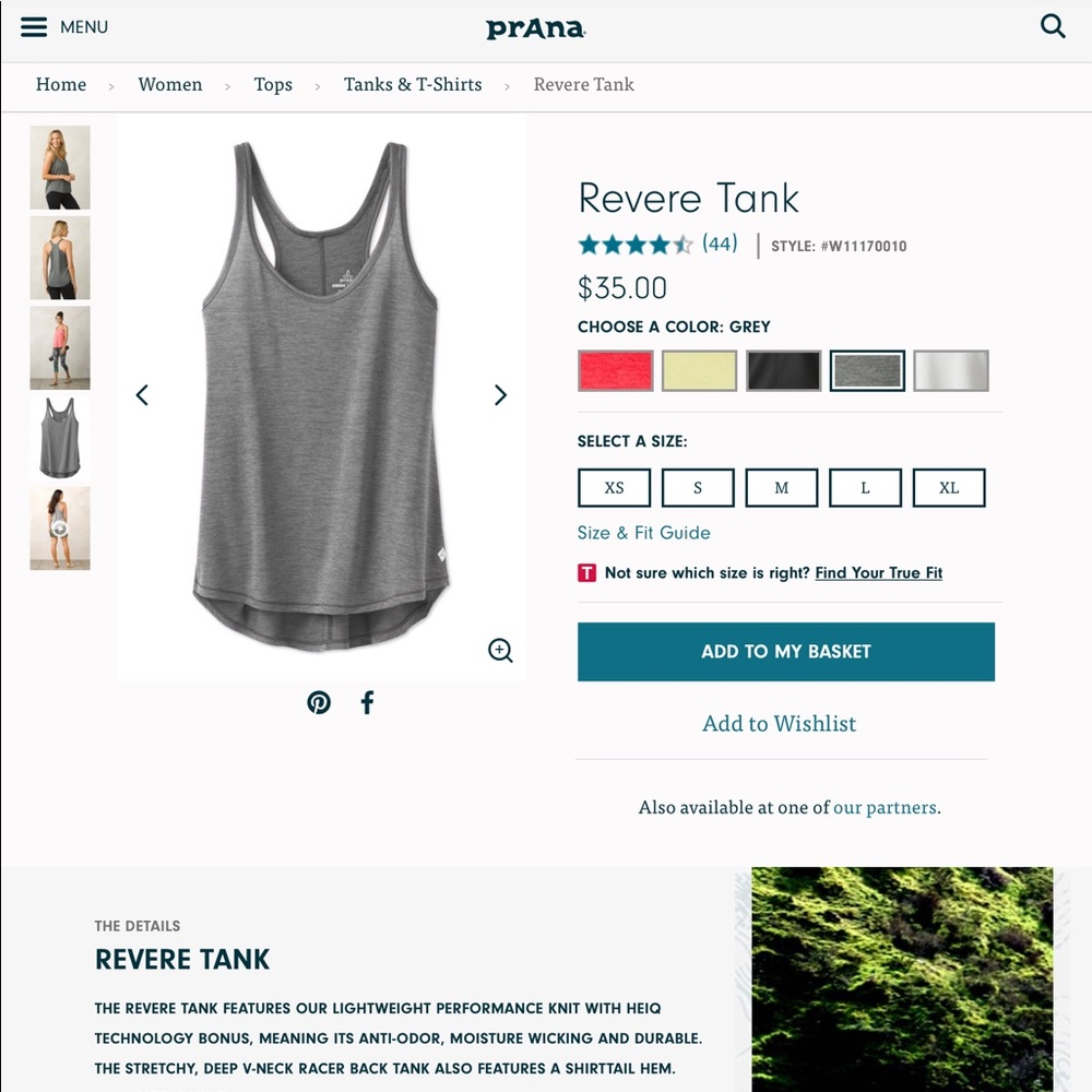 NWOT PrAna Revere Tank